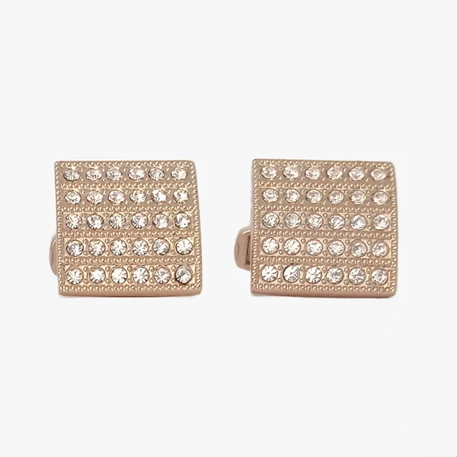 Square Gold Rhinestones Cuff links