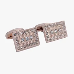 color: Silver Square Cuff Link with Blue Crystal