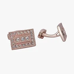 color: Golden rectangular rhinestone cufflinks