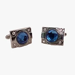 color: 2 Colors (Blue & black Crystals) cuff links for mens