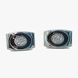 color: Silver cuff links for mens with diamonds and Blue crytal