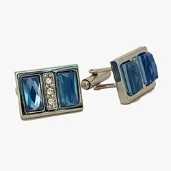 color: Rounded Rectangle Cuff links with Pink Crystal