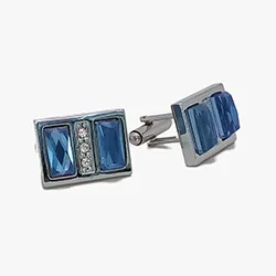 color: Rounded Rectangle Cuff links with Pink Crystal