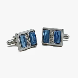 color: Silver cufflink with light blue crystals