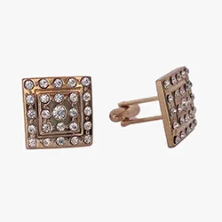 color: Square rhinestone cufflink in golden color